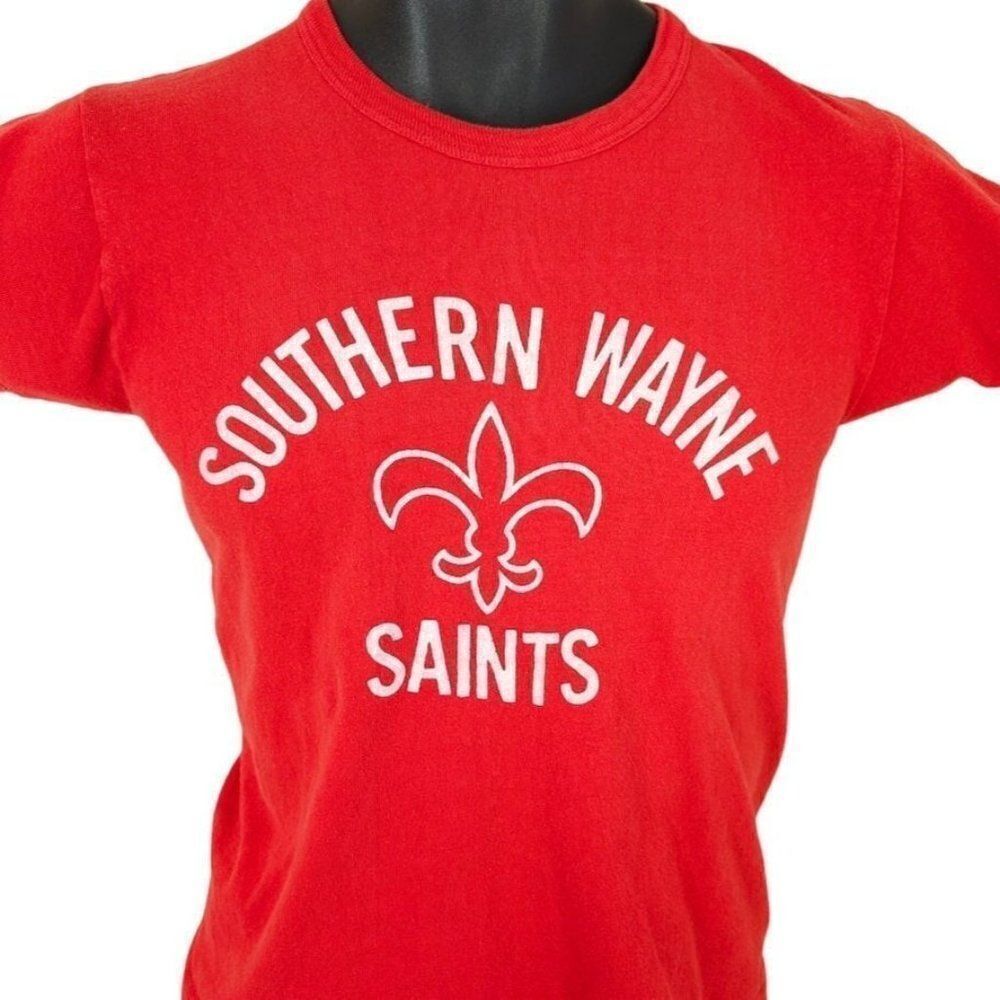 Vintage Southern Wayne Saints T Shirt Mens Size XS 80s High School Made In USA